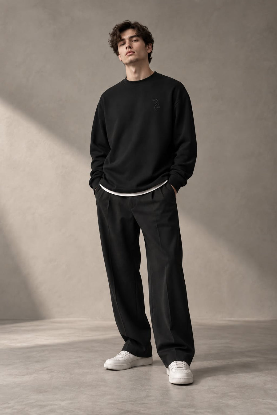 DIXWAR Premium Oversized Long Sleeve T-Shirt - Black