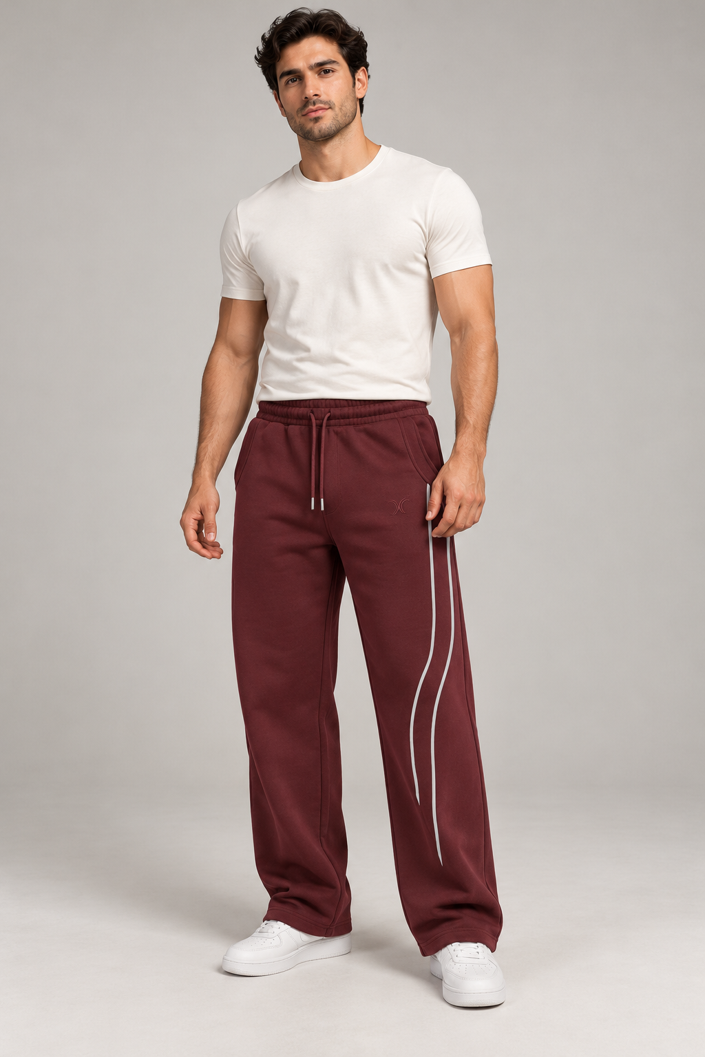 DIXWAR Premium Bol Kesim Eşofman Altı – Bordo