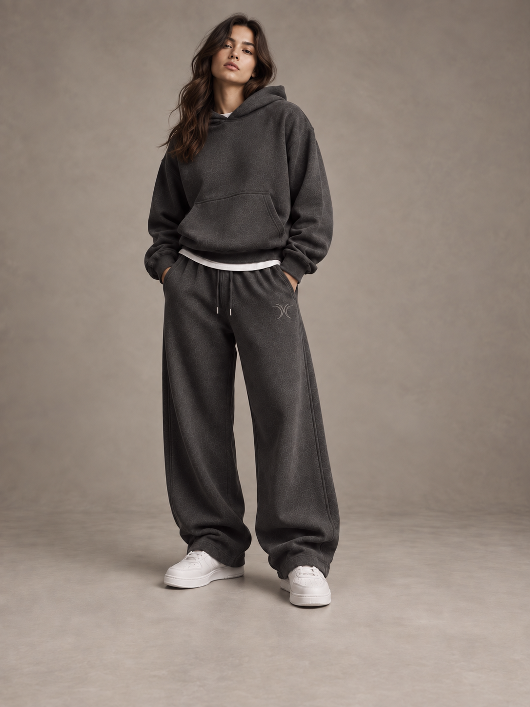 DIXWAR Women Premium Oversized Sweatpants – Grey