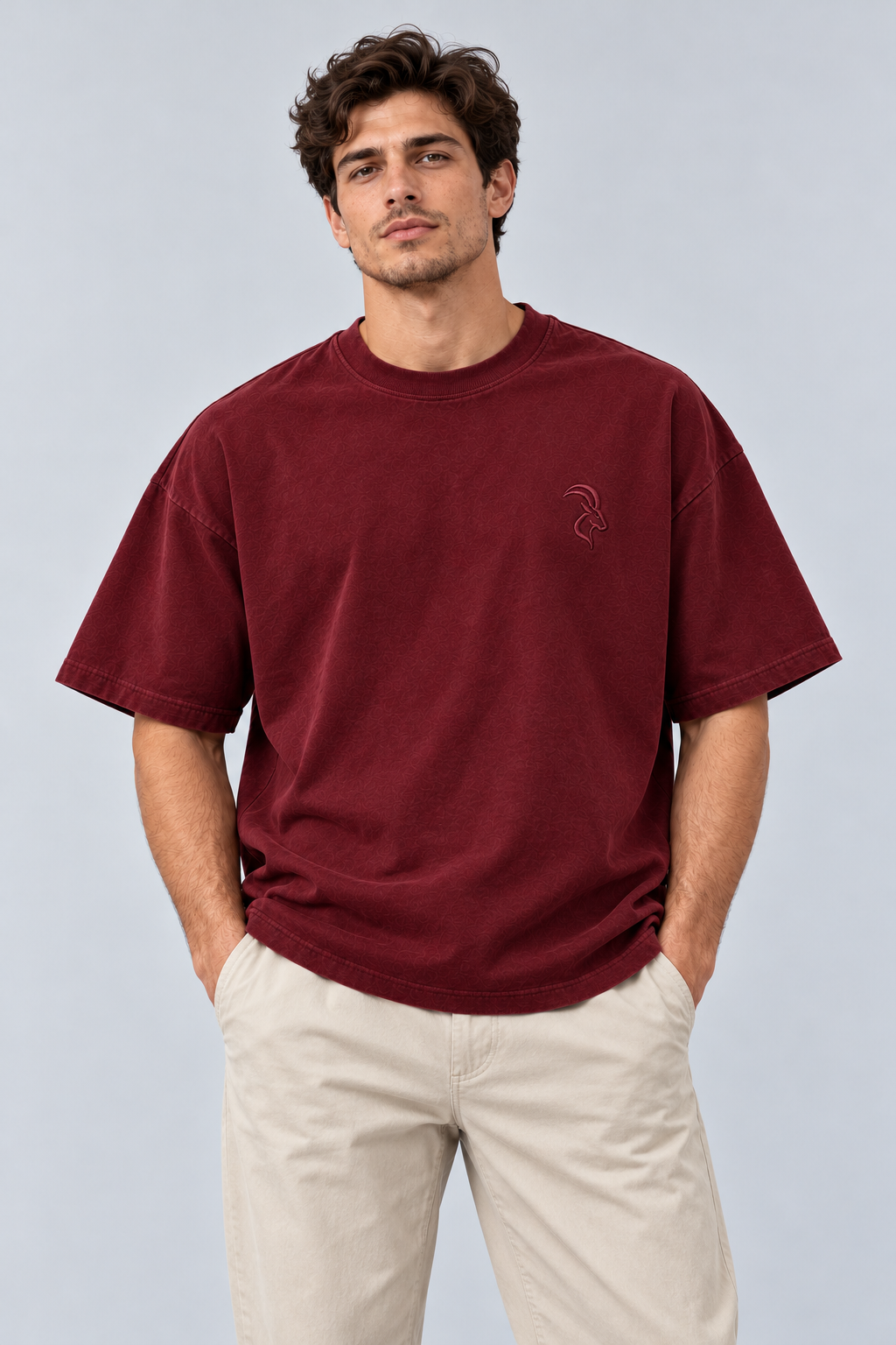 DIXWAR Premium Oversized-T-Shirt – Bordeaux