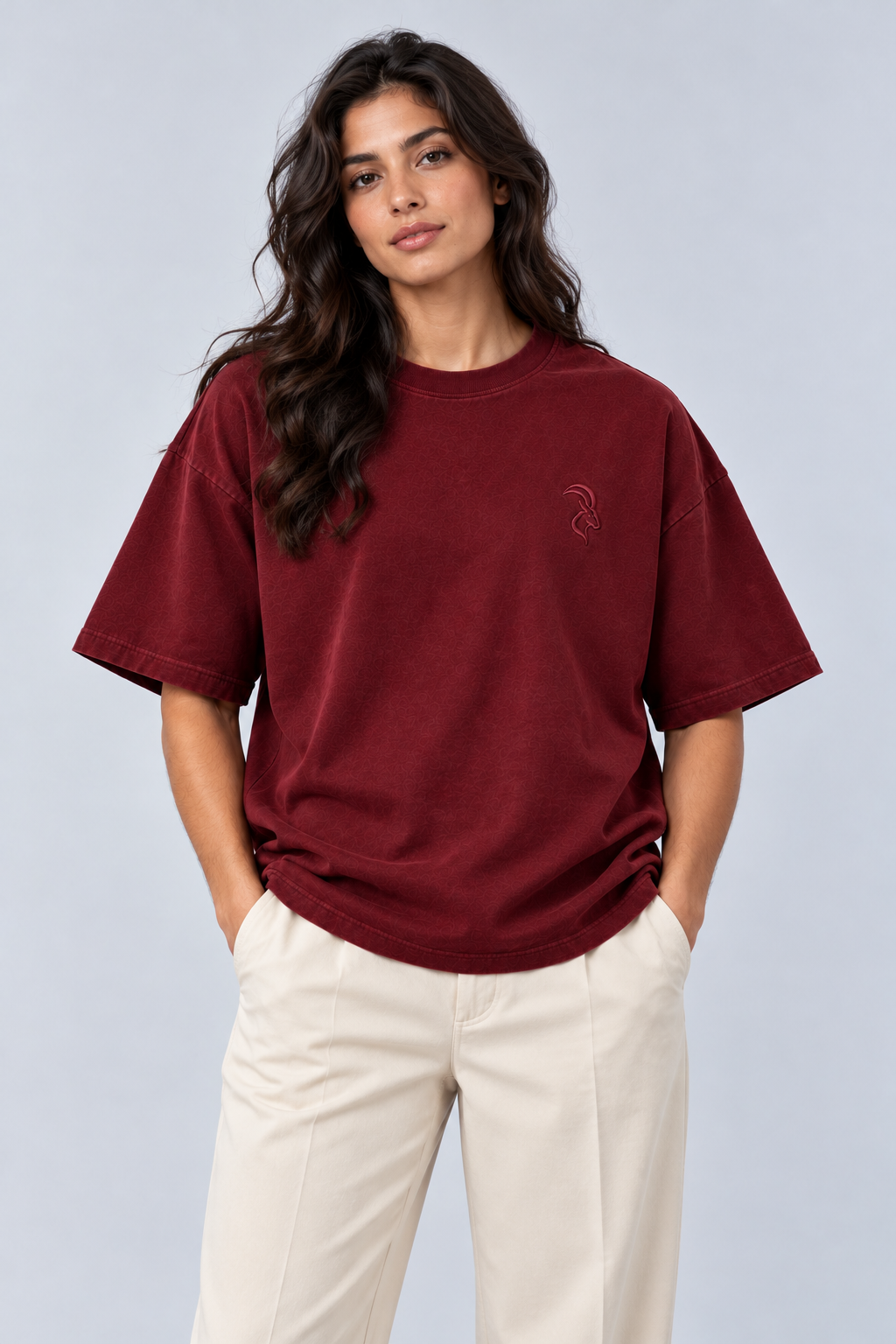 DIXWAR Women Premium Oversized Tee – Burgundy