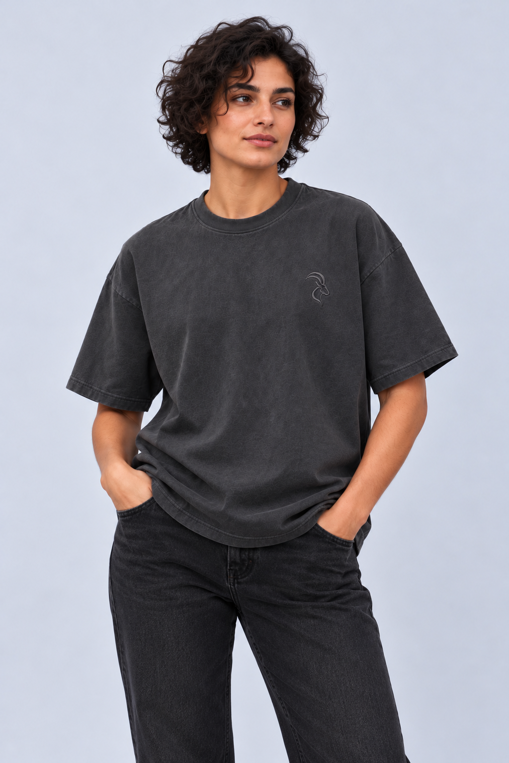 DIXWAR Women Premium Oversized Tee – Smoky Grey