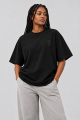 DIXWAR Women Premium Oversized Tee – Black