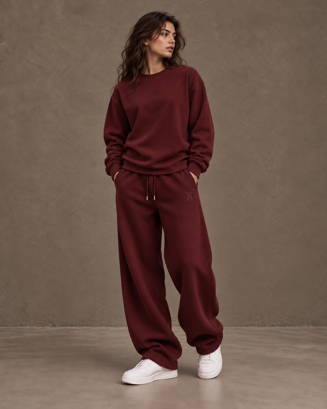 DIXWAR Women Premium Oversized Sweatpants – Burgundy