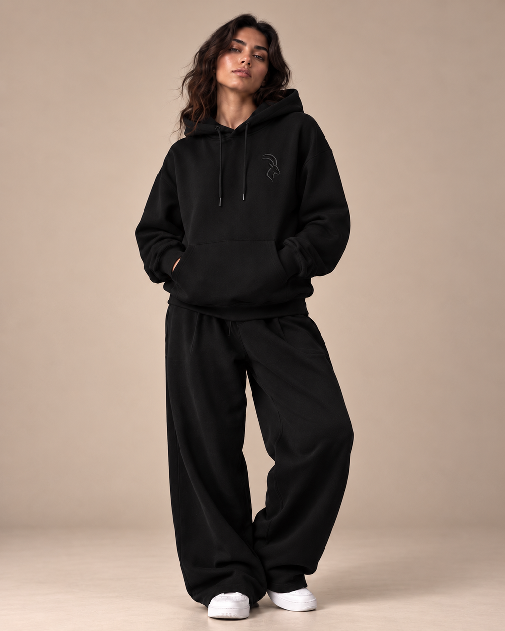 DIXWAR Kadın Premium Bol Kesim Kapüşonlu Sweatshirt – Siyah
