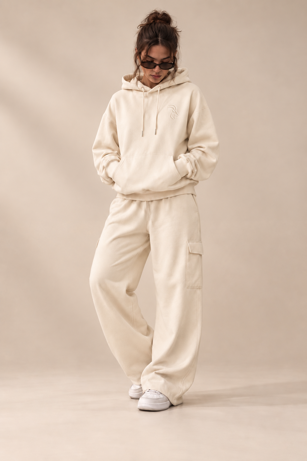 DIXWAR Women Premium Oversized Hoodie – Cream