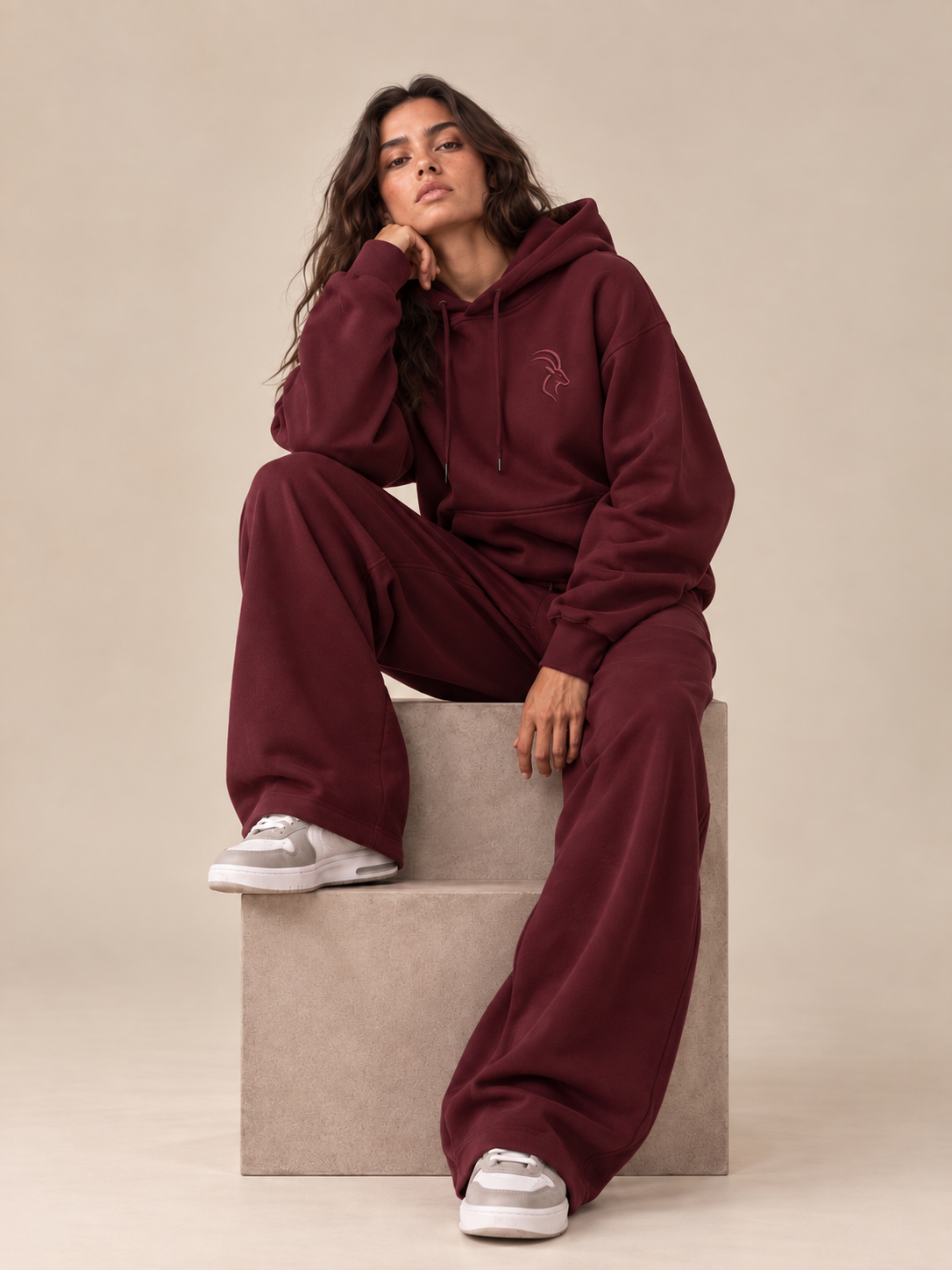 DIXWAR Women Premium Oversized Hoodie – Burgundy