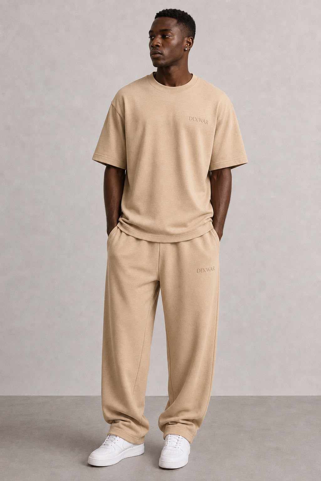 DIXWAR Premium Oversized Sweatpants – Beige