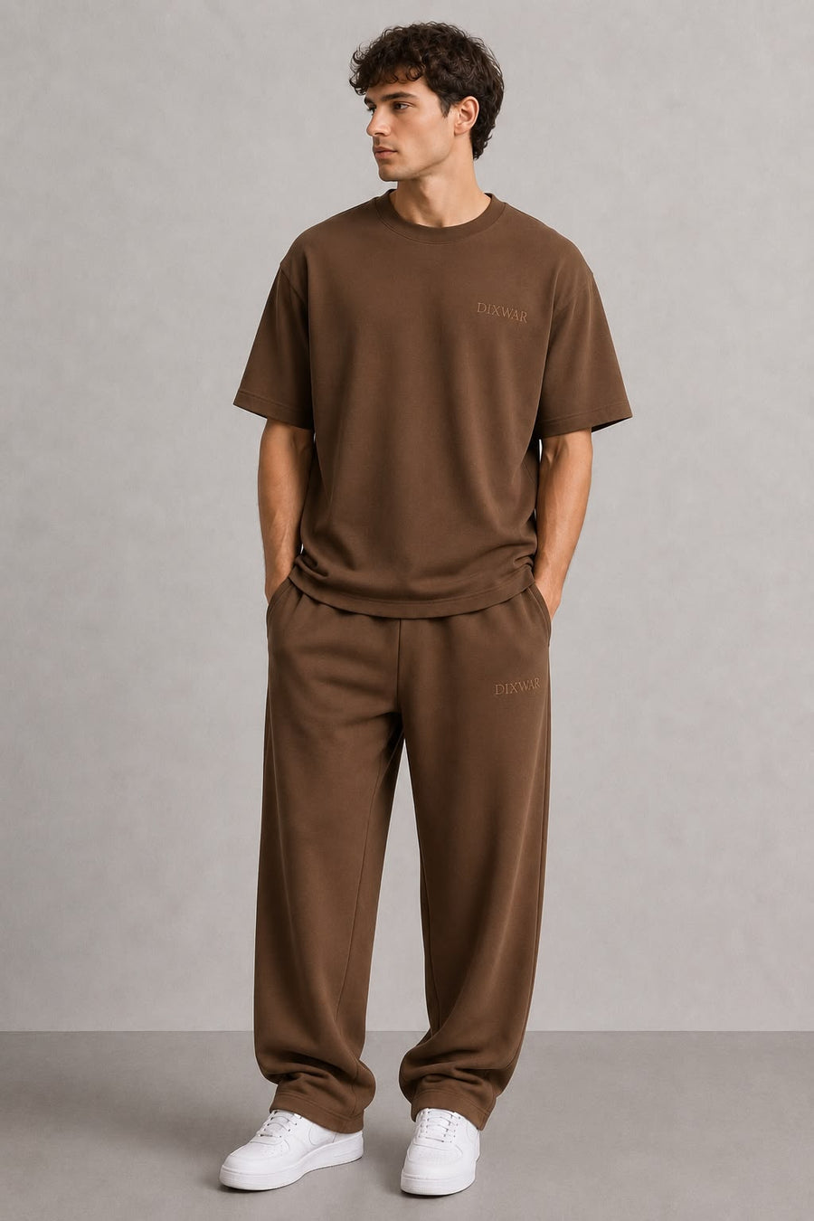 DIXWAR Premium Oversized Sweatpants – Brown
