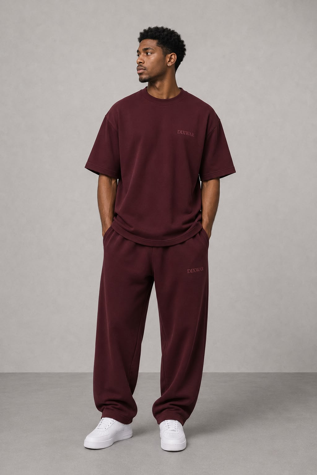 DIXWAR Premium Oversized Sweatpants – Burgundy