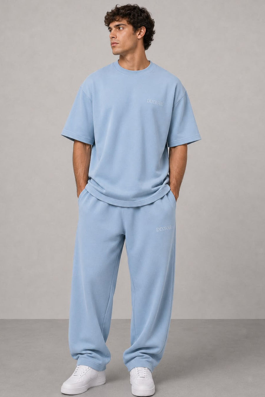 DIXWAR Premium Oversized Sweatpants – Light Blue