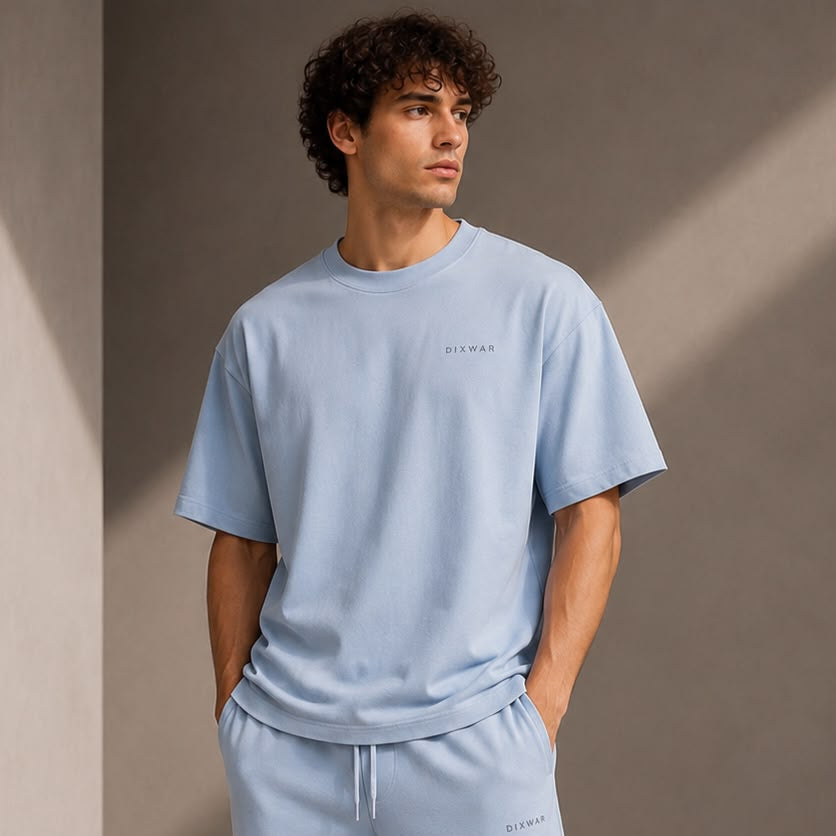 DIXWAR Premium Oversized Tee –Light blue