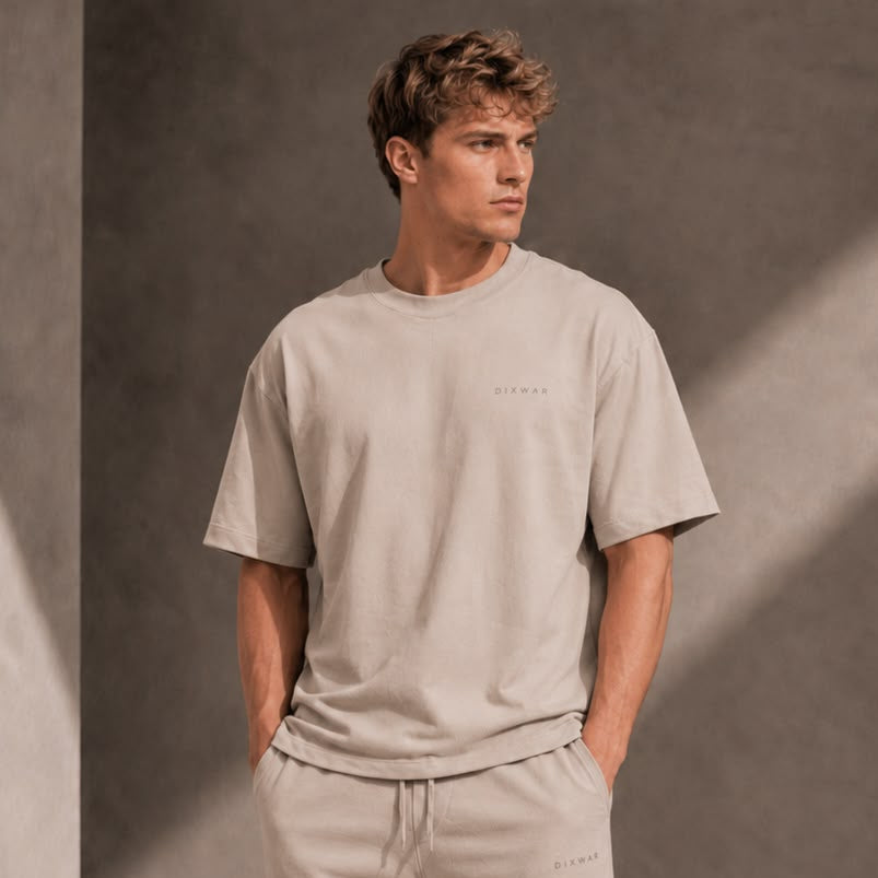 DIXWAR Premium Oversized Tee – Beige