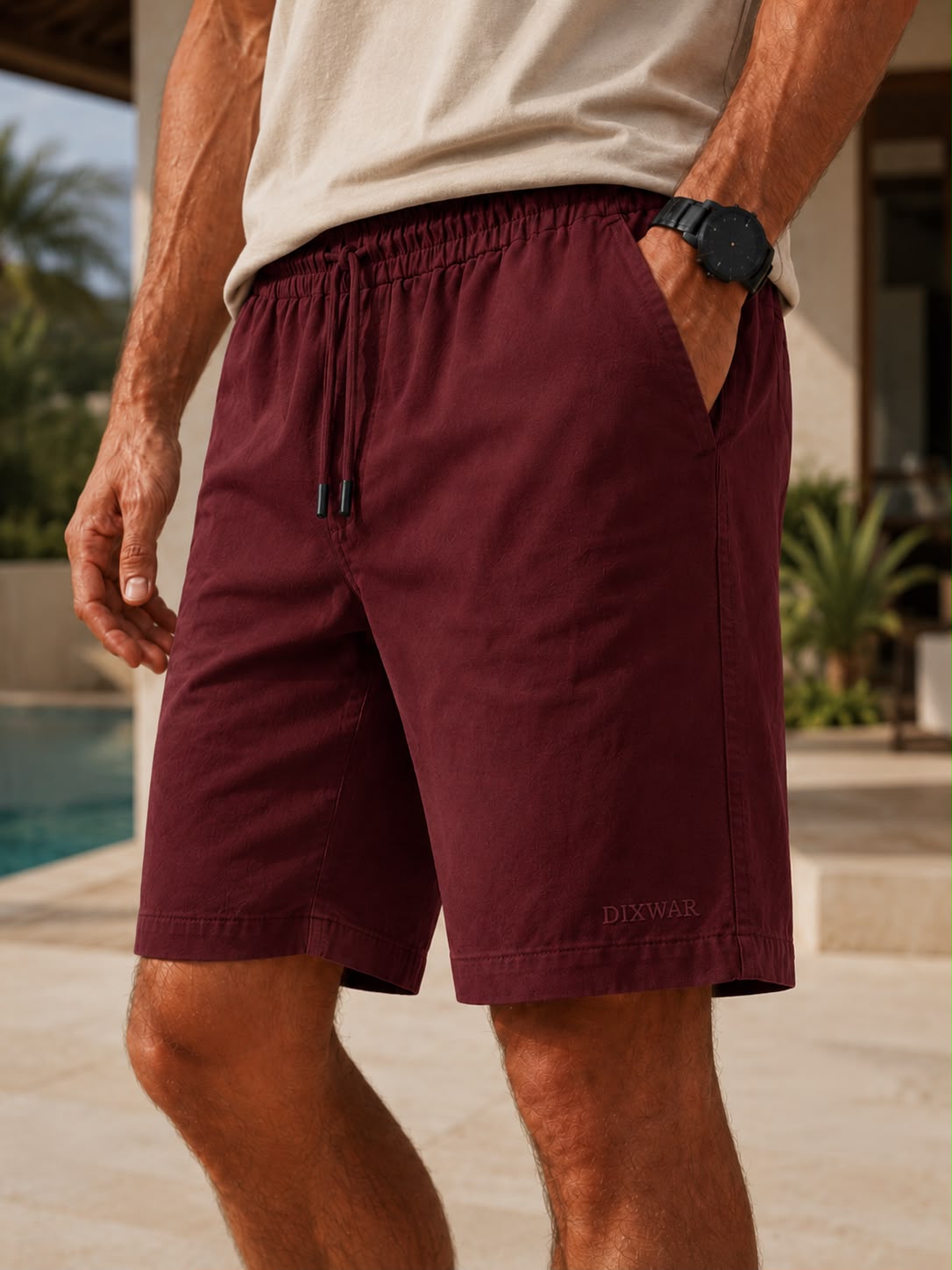 DIXWAR Premium Oversized Shorts –  Burgundy