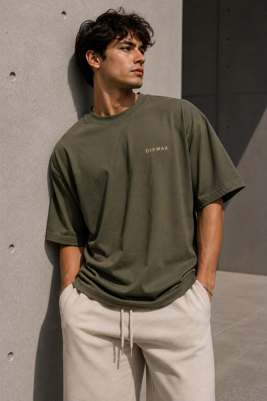 DIXWAR Premium Oversized Tee – Olive Green