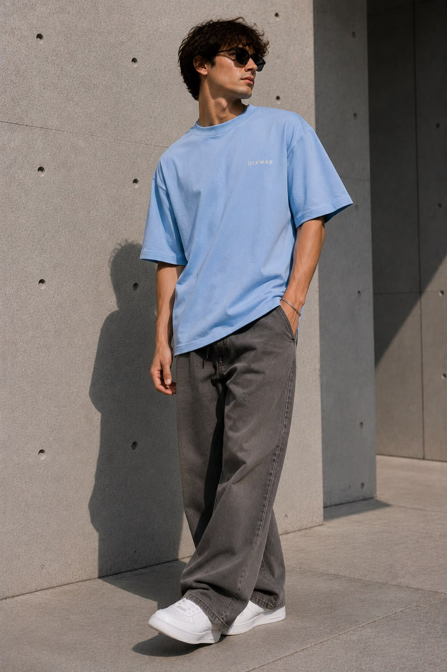 DIXWAR Premium Oversized Tee – Light Blue