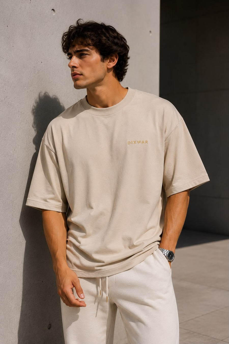 DIXWAR Premium Oversized Tee – Beige