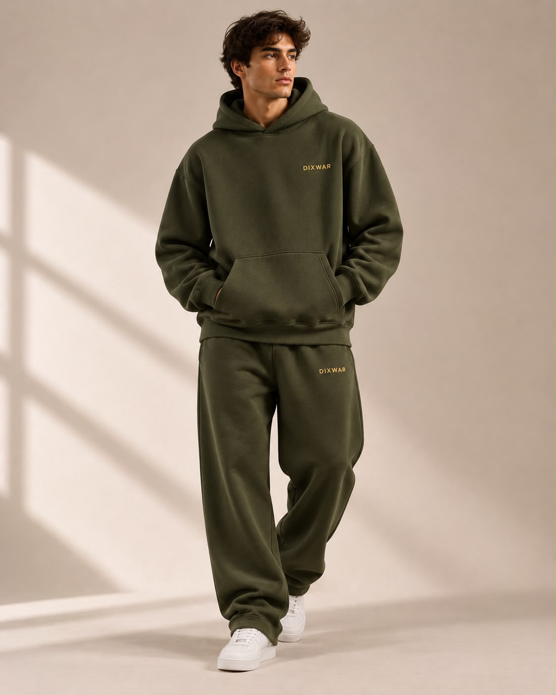 DIXWAR Premium Oversized Hoodie – Olive Green