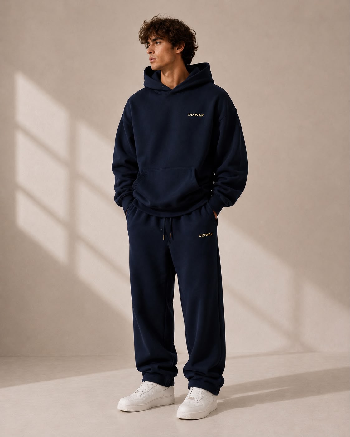 DIXWAR Premium Oversize Kapüşonlu Sweatshirt – Lacivert