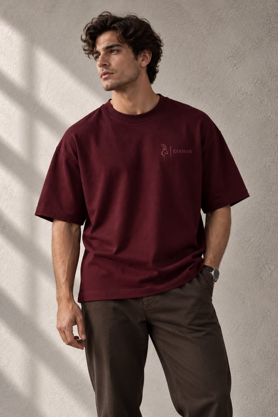 DIXWAR Premium Oversized Tee – Burgundy