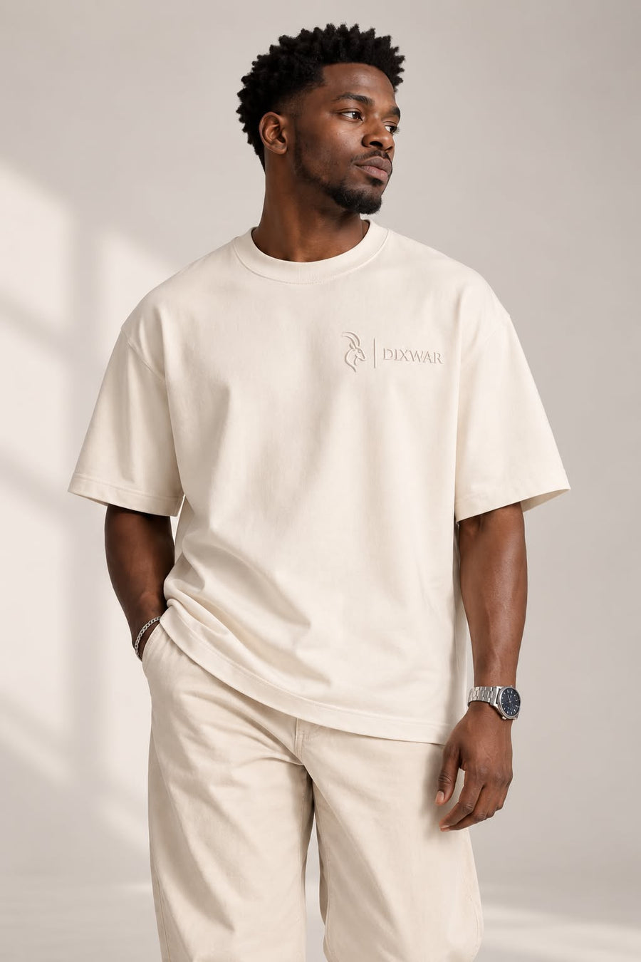 DIXWAR Premium Oversized Tee – Cream