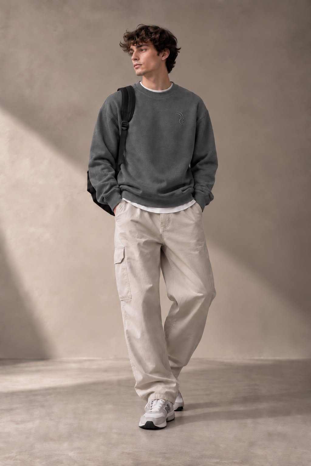 DIXWAR Premium Oversized Long Sleeve T-Shirt - Grey