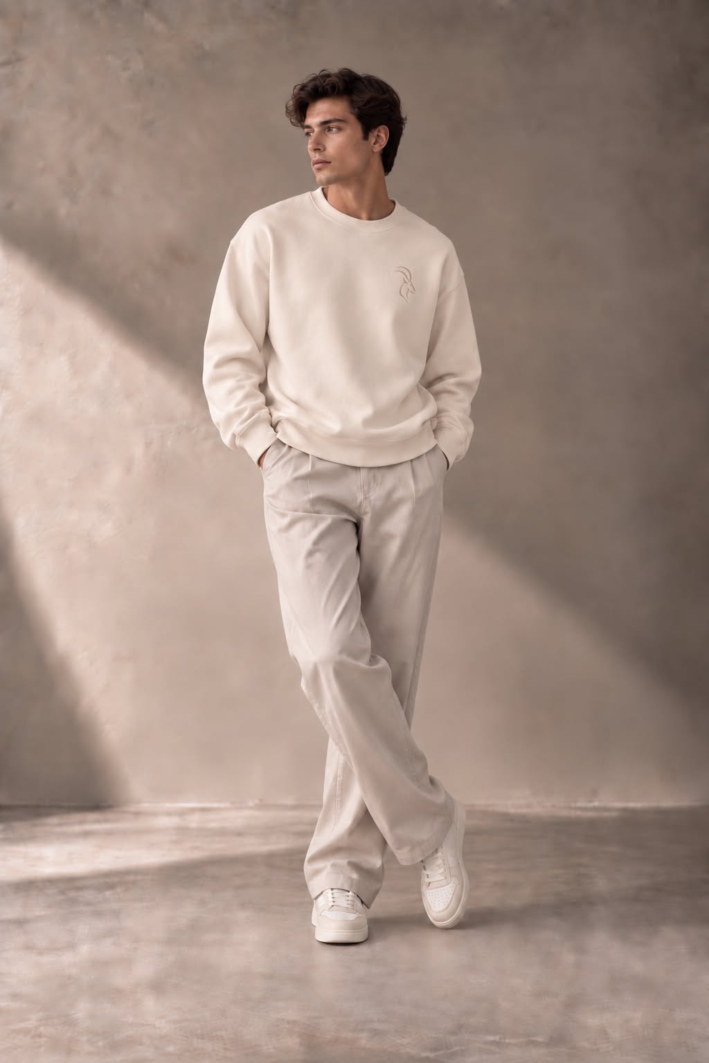DIXWAR Premium Oversized Long Sleeve T-Shirt - Cream