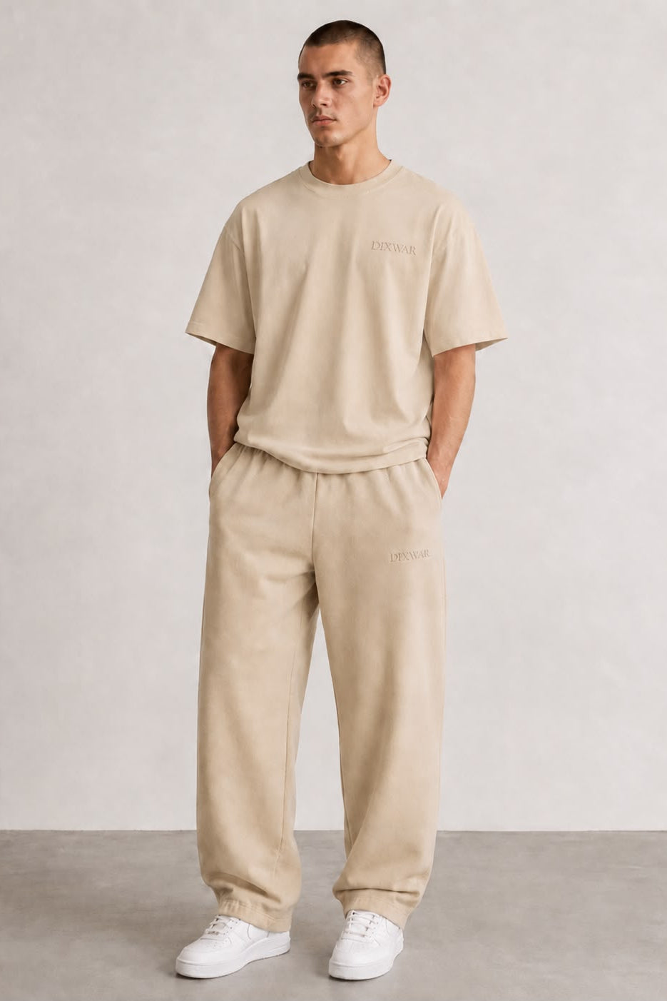 DIXWAR Premium Oversized Sweatpants – Cream
